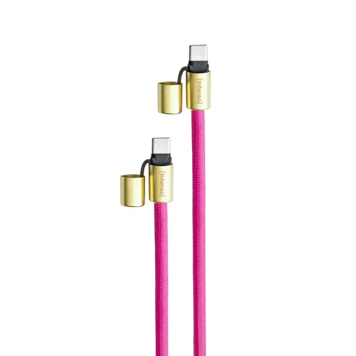 Intenso Handykette als Lade- + Datenkabel USB-C a USB-C, Cable 2 en 1 collar y carga rápida 60W PD 3.0 QC 4.0, 1.65m, Rosa, 7991004