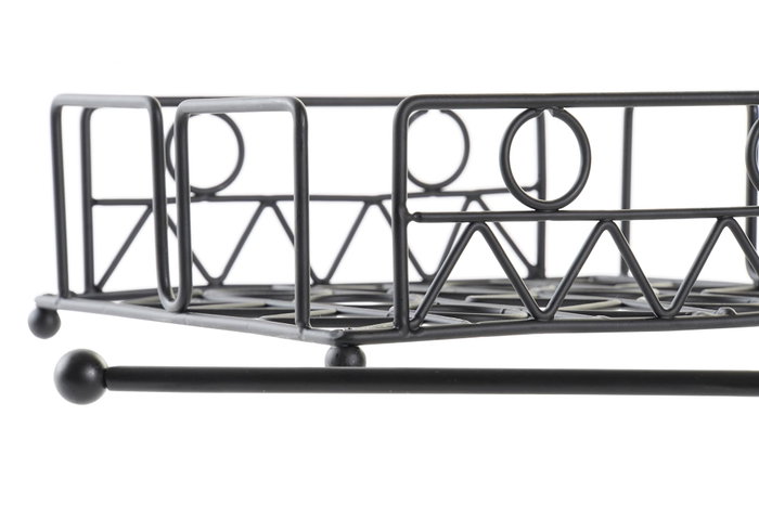 DKD Home Decor Servilletero Metálico Geométrico Negro