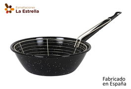 La Estrella Sartén honda con cestillo 24 cm Jaspeada, antiadherente, 45 x 25.3 x 7.5 cm, 770 g (6 Unidades)