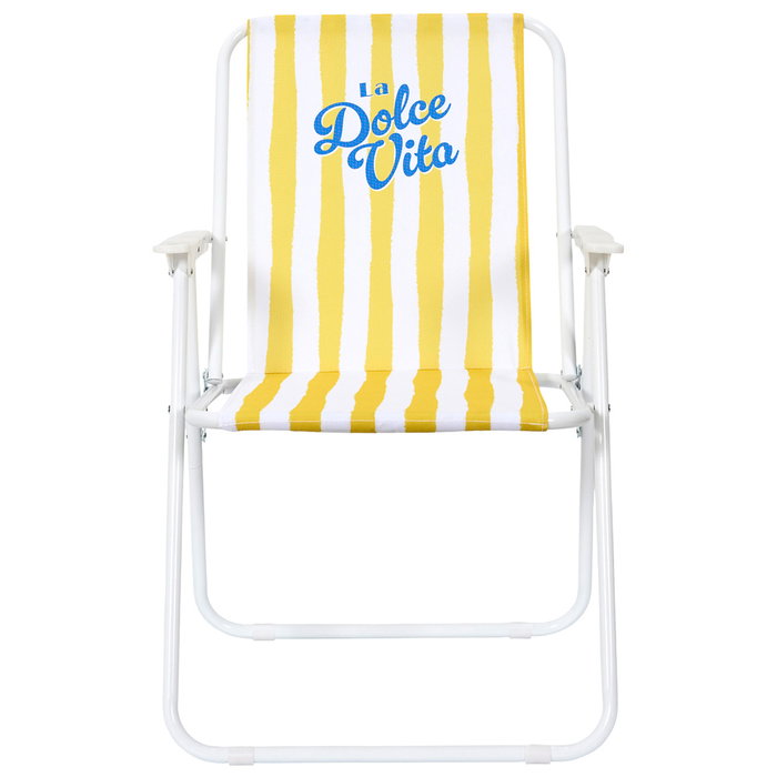 Home Deco Factory Silla Plegable Amarilla, Colección Dolce Vita, Estructura de Metal, Ideal para Interiores y Exteriores