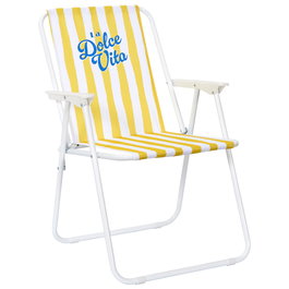 Home Deco Factory Silla Plegable Amarilla, Colección Dolce Vita, Estructura de Metal, Ideal para Interiores y Exteriores