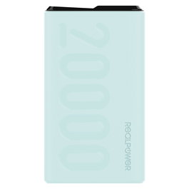 RealPower Powerbank PB-20000PD+ Nutopia 20000 mAh Azul, Carga Rápida, 3 Puertos (Micro-USB + USB Type-C + 2x USB A), 5-12 V