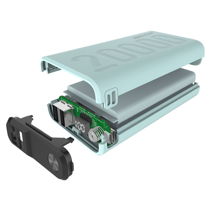 RealPower Powerbank PB-20000PD+ Nutopia 20000 mAh Azul, Carga Rápida, 3 Puertos (Micro-USB + USB Type-C + 2x USB A), 5-12 V