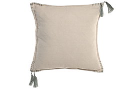 DKD Home Decor Cojín de Algodón y Yute con Borlas, 45x45 cm, Natural y Verde