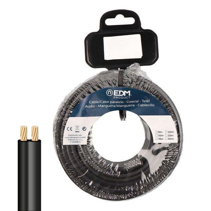 Edm Cable Paralelo 2x0,75mm Negro 25m Edm Cable Paralelo 2x0,75mm Negro 25m