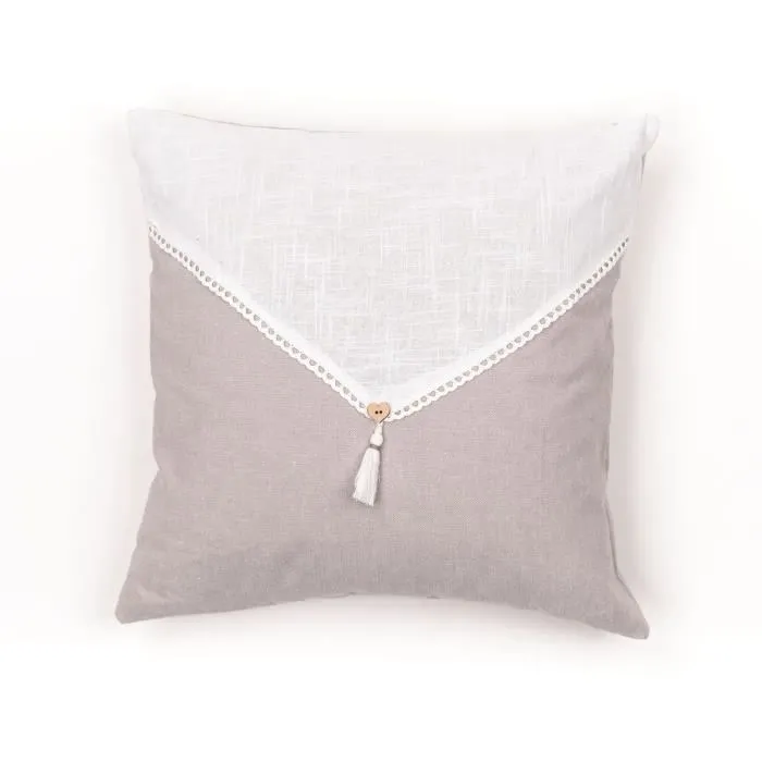 Today TOD1700240761365 Cojín - HOY - CHARME - Slub x Chambray x Pompon Berenice - 40 x 40 cm
