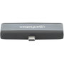 MANHATTAN Dock Hub USB-C Viaje 4 en 1, Puertos HDMI USB-A USB-C Audio 3.5mm, Power Delivery 100W, Aluminio Gris, 4K Ultra HD, 10 Gbit/s
