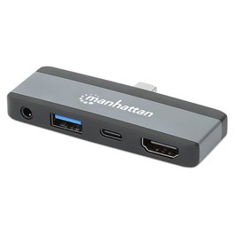MANHATTAN Docking station móvil USB-C 4 en 1 con HDMI 4K y PD 100W Gris