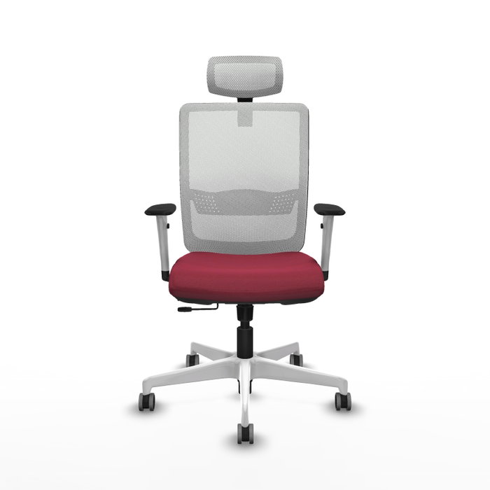 PIQUERAS Y CRESPO Silla de oficina Haches con mecanismo Sincro/Traslack, Granate y Blanco