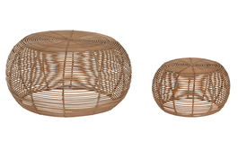 DKD Home Decor Mesa Centro Bali Ratan Natural Set 2 Piezas 60 x 30 x 60 cm Hecho a Mano Reciclable