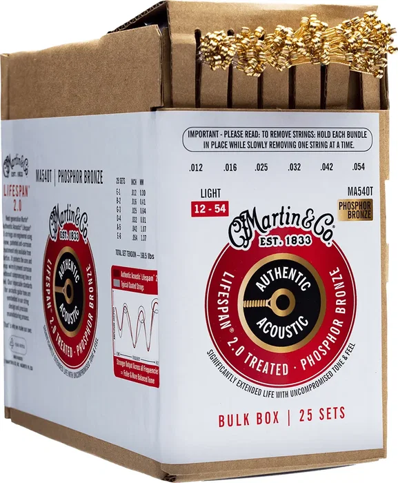 Martin Ma540T Bulk Box - 25 Juegos Cuerdas Guitarra Acústica P.Bronze .012-.054