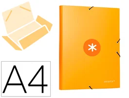 Antartik Carpeta con Gomas Tres Solapas Cartón Forrado A4 Color Mostaza 215x315 mm