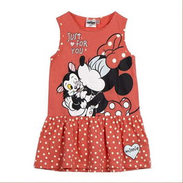 Cerdá - Vestido de niña Minnie Mouse, tejido jersey, color Rojo Claro, talla 4 años (para 36 meses)