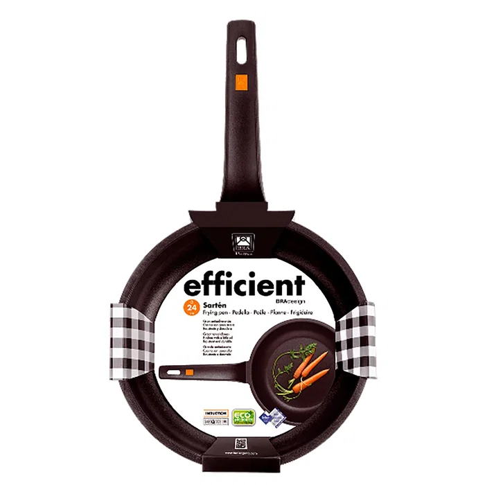 BRA A271224 Sartén Efficient Ø24cm Aluminio Forjado Antiadherente Aptas Inducción y Lavavajillas - Negro y Naranja