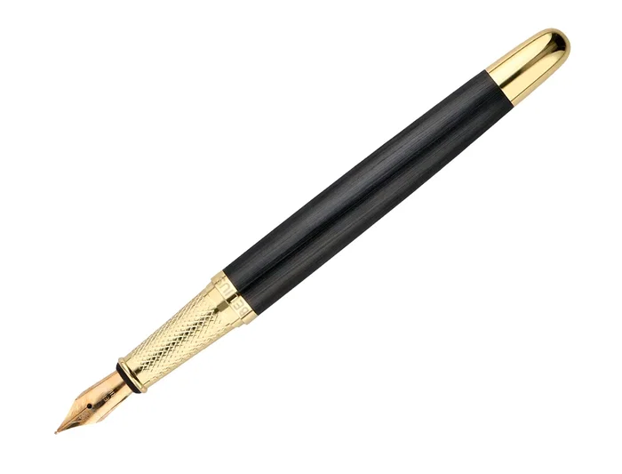 Belius Passion d'or Pluma Estilográfica Aluminio Negro y Dorado Tinta Azul Caja de Diseño M