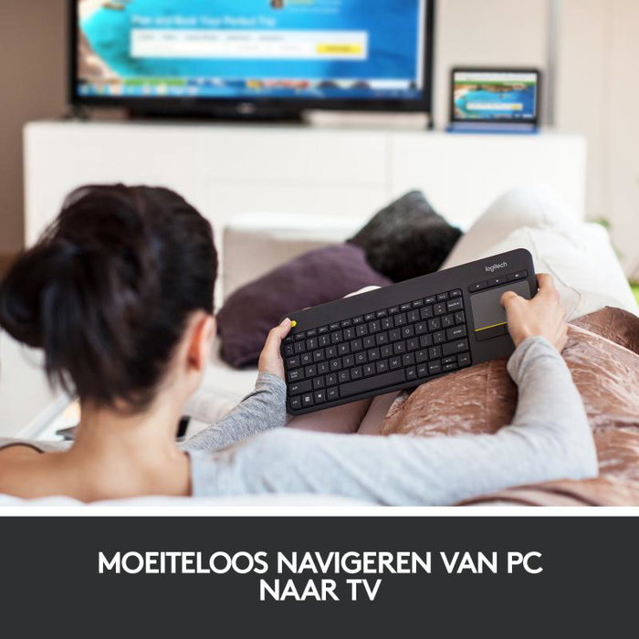 Logitech K400 Plus Teclado Inalámbrico con Touchpad Negro QWERTY US International Logitech K400 Plus Teclado Inalámbrico con Touchpad Negro QWERTY US International