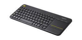 Logitech K400 Plus Teclado Inalámbrico con Touchpad, Rango 10m, Holandés QWERTY, Negro