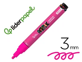 Liderpapel Rotulador Acrilico Base Agua Todo Tipo de Superficie Punta Redonda 3 mm Rosa
