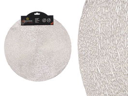 Kinvara Salvamantel Redondo Rayas Plateado PVC 38x38x1 cm (Set de 48)