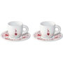 Bialetti Set Moka Heart de 2 tazas con platos de base de café espresso