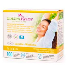 MASMI Compresa de Tela Lavable Día con Alas Algodón Ecológico
