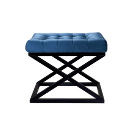 Atelier Del Sofa Puff Azul Marino y Negro 50x42x40 cm