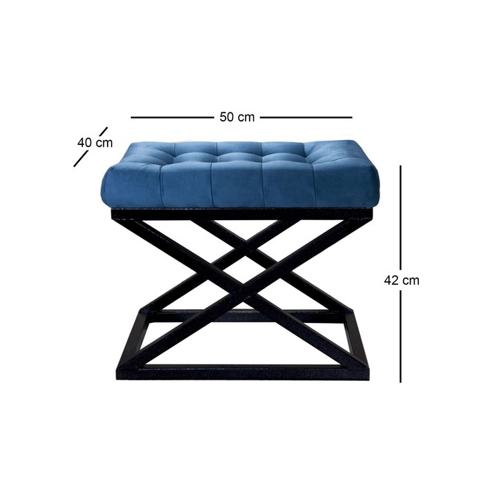 Atelier Del Sofa Puff Azul Marino y Negro 50x42x40 cm