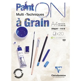 Bloc De Dibujo Clairefontaine Paint On Multitecnicas Encolado Con Grano A4 250G 20H (Set de 4)