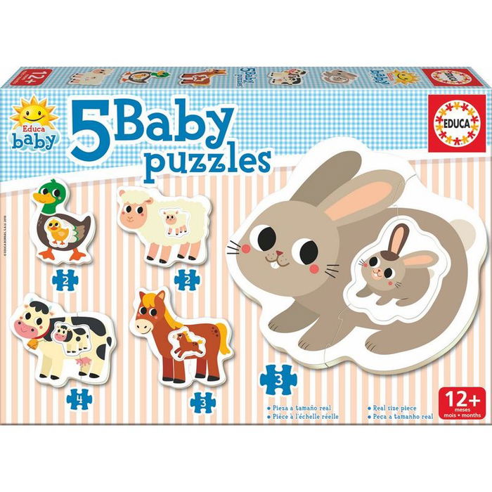 Educa 17574 Puzzles Progresivos Animalitos de la Granja para Bebés +12 Meses
