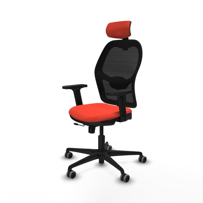 PIQUERAS Y CRESPO Silla de oficina Jorquera con mecanismo Sincro/Traslack, Tela Naranja oscuro y Malla Negro