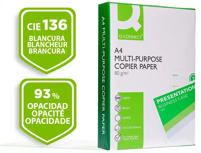 Q-Connect Papel Fotocopiadora Economy Din A4 80 Gramos Paquete de 500 Hojas