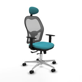 PIQUERAS Y CRESPO Silla de oficina Jorquera con mecanismo Sincro/Traslack, Turquesa y Gris