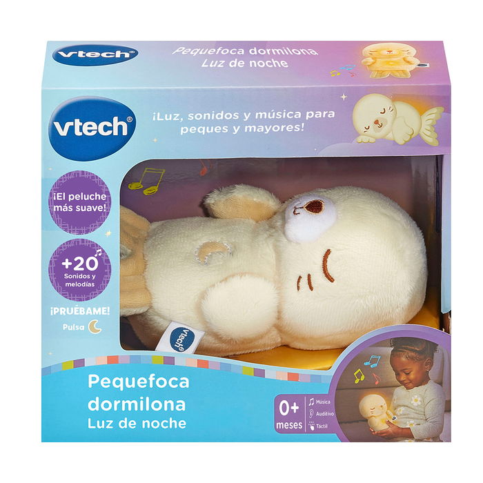 V-Tech Pequefoca Dormilona Luz de Noche 80-592822, Peluche Luminoso con Melodías para Dormir