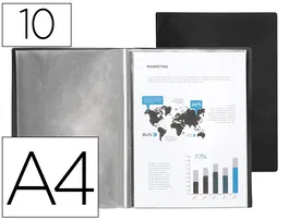 Liderpapel Carpeta Escaparate 37905 10 Fundas Polipropileno DIN A4 Negro Opaco