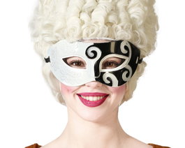 Antifaz Blanco y Negro con Relieves para Máscaras Venecianas