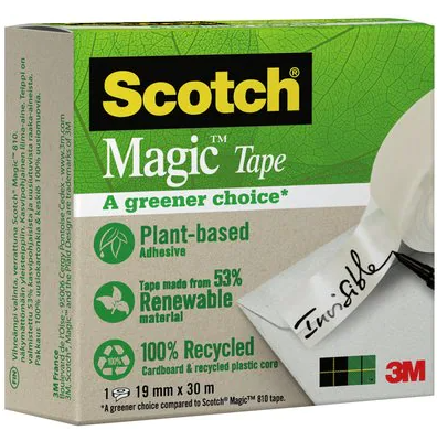 Scotch Magic Cinta Adhesiva Invisible de Origen Vegetal 19 mm x 30 m
