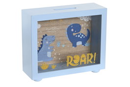 DKD Home Decor Hucha MDF Dinosaurio Azul 20x7x17 cm
