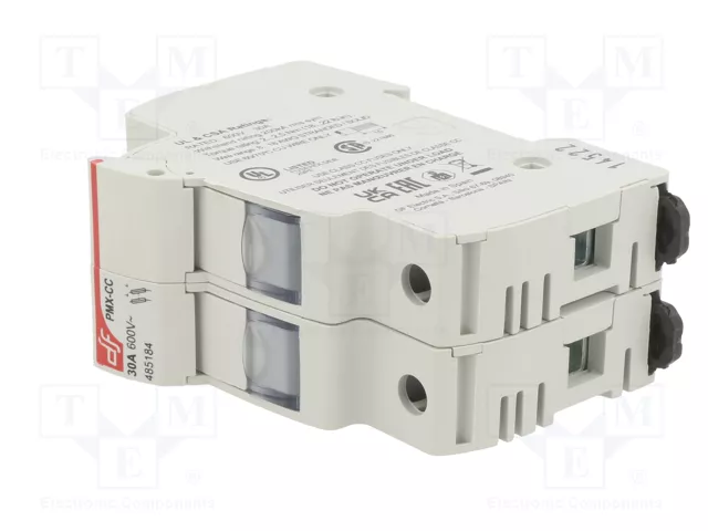 DF ELECTRIC Portafusibles PMX de 2 polos para raíl DIN, 30A, 600VAC