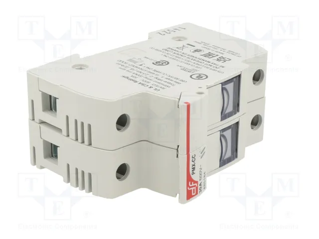 DF ELECTRIC Portafusibles PMX de 2 polos para raíl DIN, 30A, 600VAC