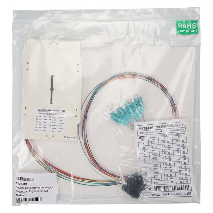 EFB Elektronik Cassette de empalme con pigtails LC OM3 EFB Elektronik Cassette de empalme con pigtails LC OM3