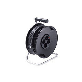Bachmann Carrete de cable con 4 salidas AC, 50m, Negro