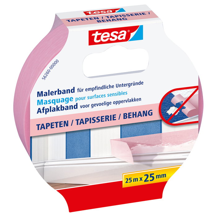Tesa Cinta de Enmascarar Professional Sensitive Rosa 25mm x 25m Tesa Cinta de Enmascarar Professional Sensitive Rosa 25mm x 25m
