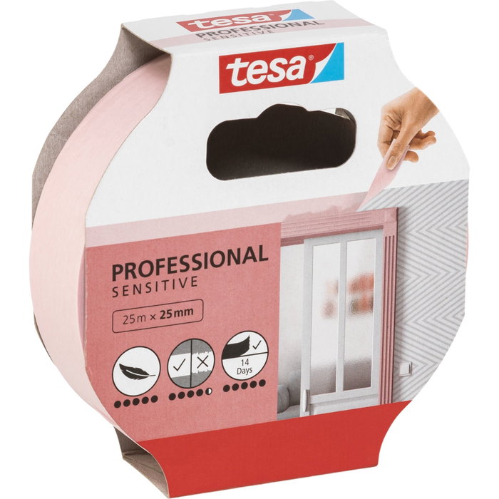Tesa Cinta Adhesiva de Enmascarar Professional Sensitive Rosa 25mm x 50m Tesa Cinta Adhesiva de Enmascarar Professional Sensitive Rosa 25mm x 50m