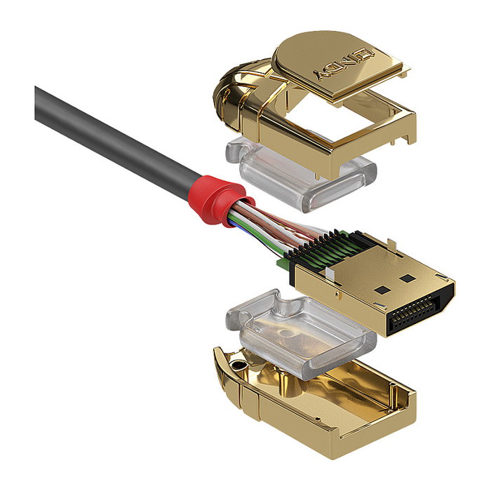 LINDY 36292 Cable DisplayPort Gold Line 2m, 8K 60Hz / 4K 120Hz, Resolución 3840x2160, Conectores Chapados en Oro