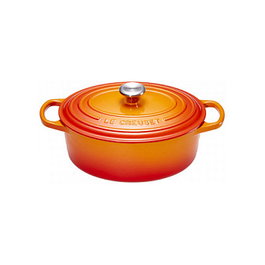 Le Creuset 21178270902430 Signature Bräter Oval 27 cm - Olla de Hierro Fundido de 4.1 L Color Naranja para Hornos y Todo Tipo de Cocinas (Inducción, Gas, Cerámica)