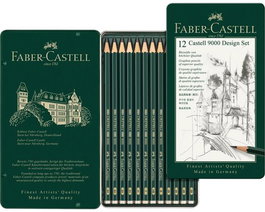 Lapiz De Grafito Faber-Castell 9000 Surtido Estuche De 12 (5B, 4B, 3B, 2B, B, Hb, F, H, 2H, 3H, 4H, 5H)