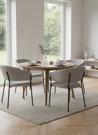 BORDECOR Pack de 2 Sillas de Comedor Moderna Buna en Tela Gris