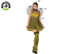 Disfraz de Abeja para Mujer Adulto con Diadema, Vestido y Alas - Talla XS-S