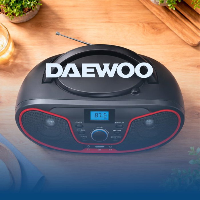 DAEWOO Radio CD con Bluetooth, USB, Ecualizador, Color Rojo