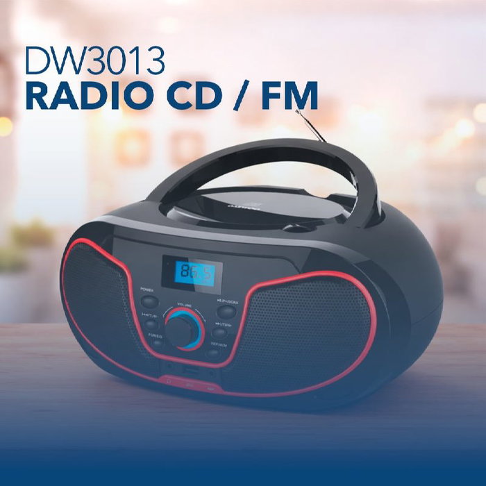 DAEWOO Radio CD con Bluetooth, USB, Ecualizador, Color Rojo